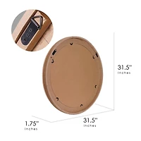 Natural Beige Wood Framed Farmhouse Round Wall Mirror - 31.5" x 31.5"