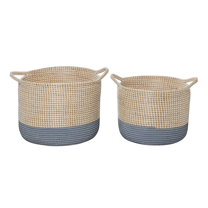 Brown Sea Grass Contemporary Storage Basket Set