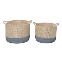 Brown Sea Grass Contemporary Storage Basket Set