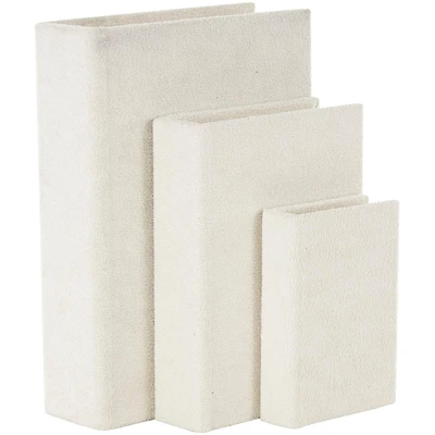 Velvet Textured Decorative Book Box with Gold Page Detailing