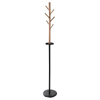 Honey Can Do 70" Brown & Black Freestanding Coat Rack with Tree Design & Accessory Tray