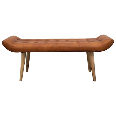 Hello Honey® 49" Leather Tufted Bench with Wood Legs