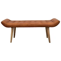 Hello Honey® 49" Leather Tufted Bench with Wood Legs