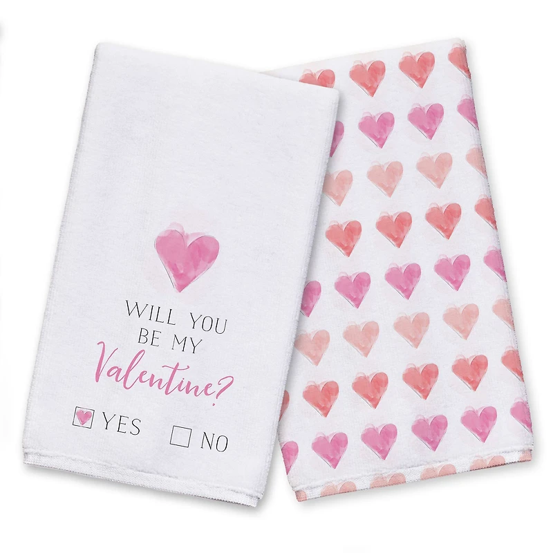 Valentine Check Yes or No Tea Towel - Set of 2
