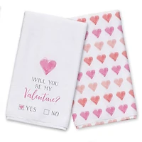 Valentine Check Yes or No Tea Towel - Set of 2