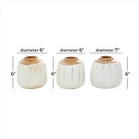 Set of White Teak Wood Coastal Style Vase 6