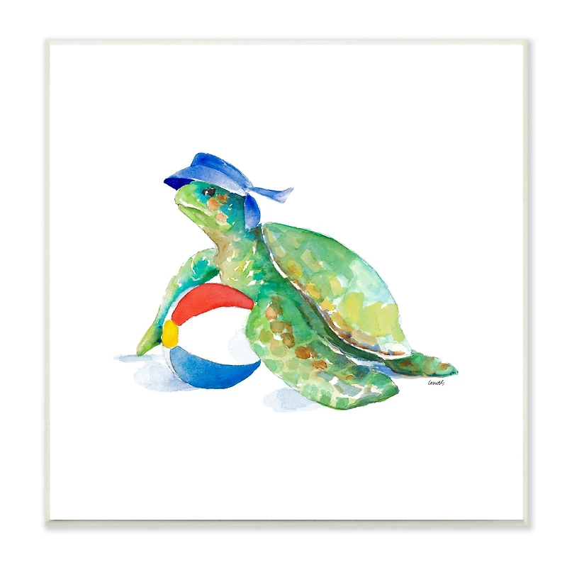 Stupell Industries Ocean Tortoise Playful Beach Ball Aquatic Turtle,12" x 12"