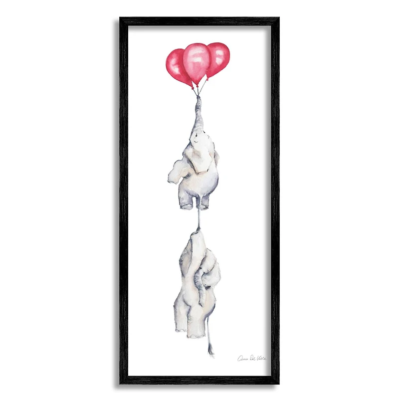 Stupell Industries Kids' Baby Elephants Flying with Floating Red Balloons Framed Wall Art