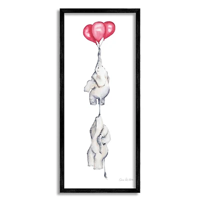 Stupell Industries Kids' Baby Elephants Flying with Floating Red Balloons Framed Wall Art