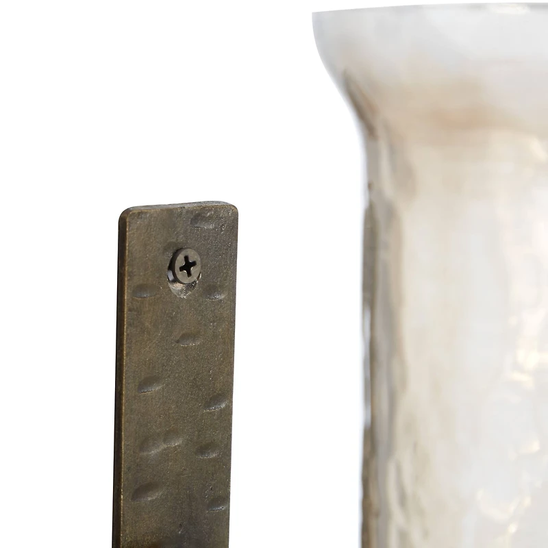 Bronze Iron and Glass Traditional Candle Wall Sconce, 17" x 7" x 9"