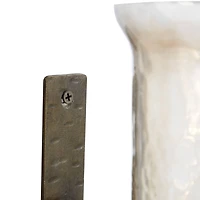 Bronze Iron and Glass Traditional Candle Wall Sconce, 17" x 7" x 9"