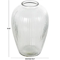 9.5" Clear Glass Ribbed Fluted Decorative Vase