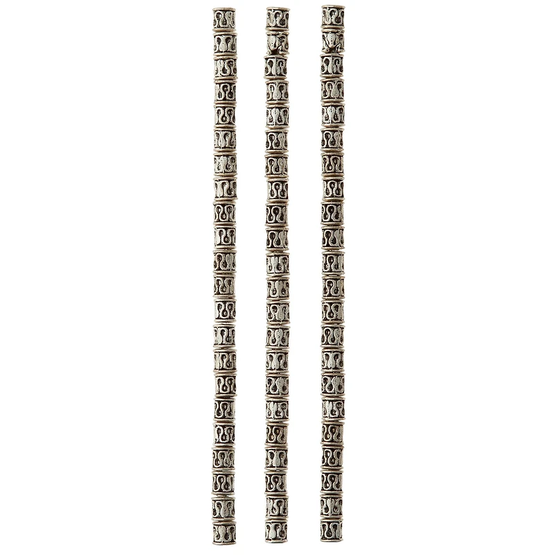 Sterling Silver Plated Snake Design Tube Beads, 6mm by Bead Landing™