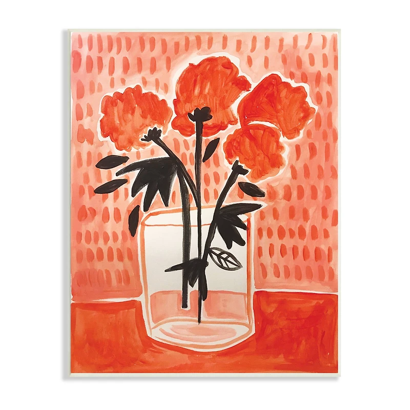 Stupell Industries Bold Red Flower Bouquet Black Stem Florals Wall Plaque