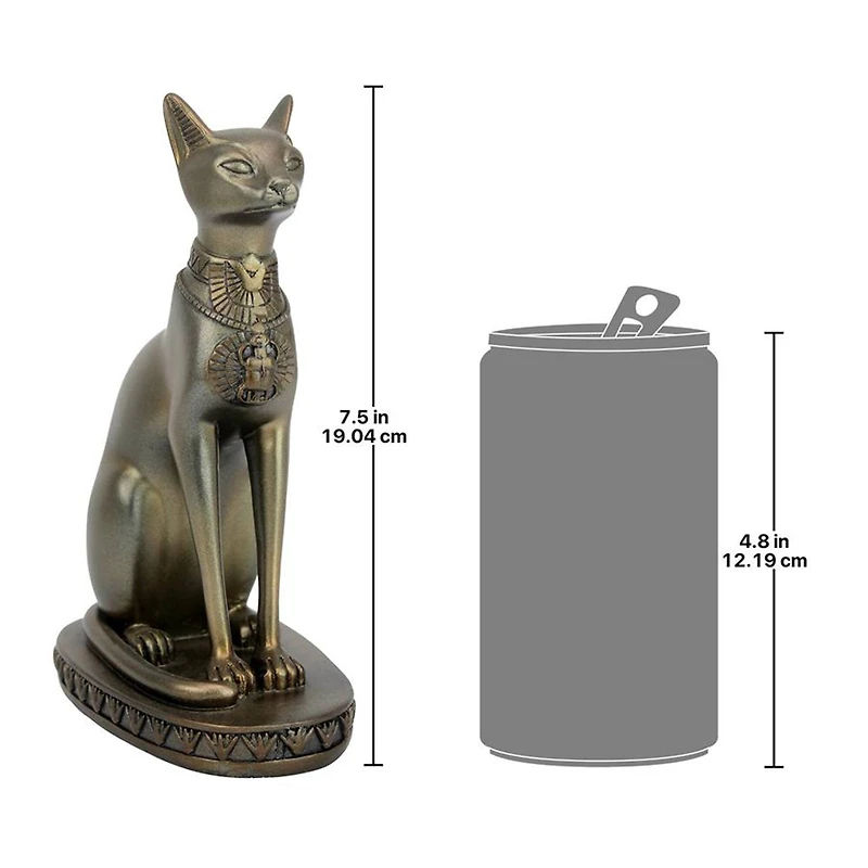 7.5" Gold Cat Goddess of Ancient Egypt Statue