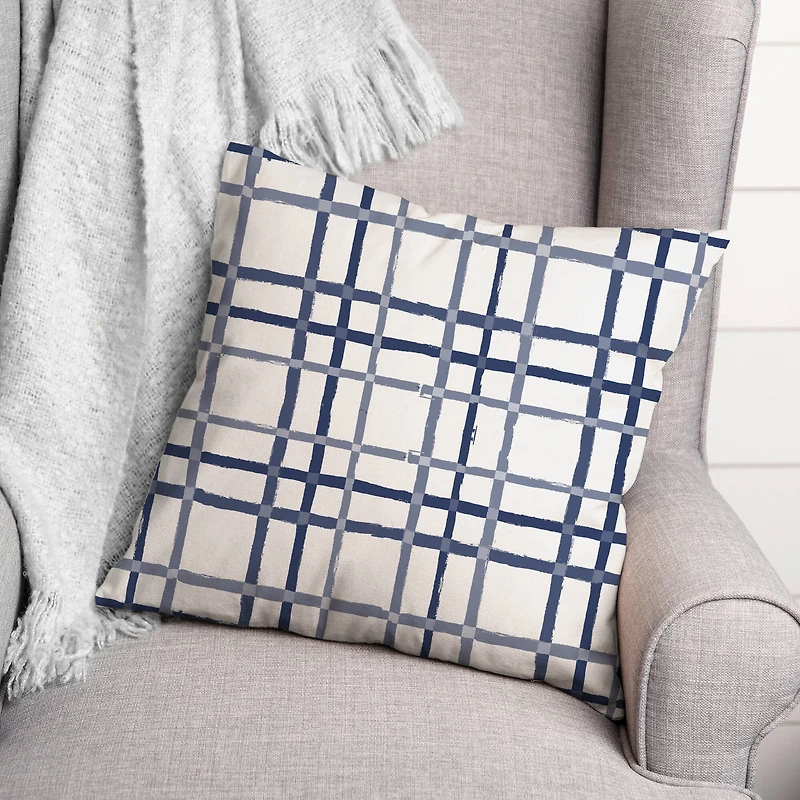 Blue & Gray Plaid Pillow