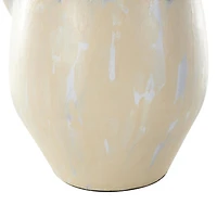 19" Cream Ceramic Vase with Curved Handle