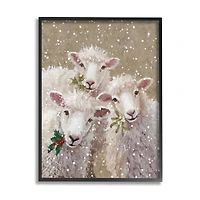 Stupell Industries Winter Sheep Trio Farm Animals Framed Giclee Art