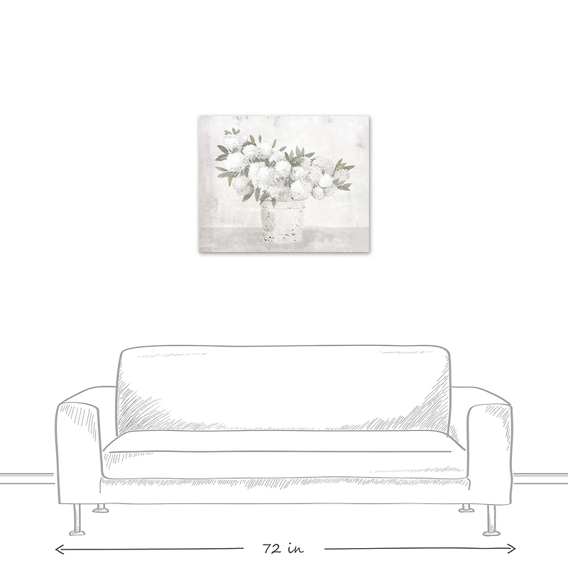 White Hydrangeas 30" x 24" Canvas Wall Art