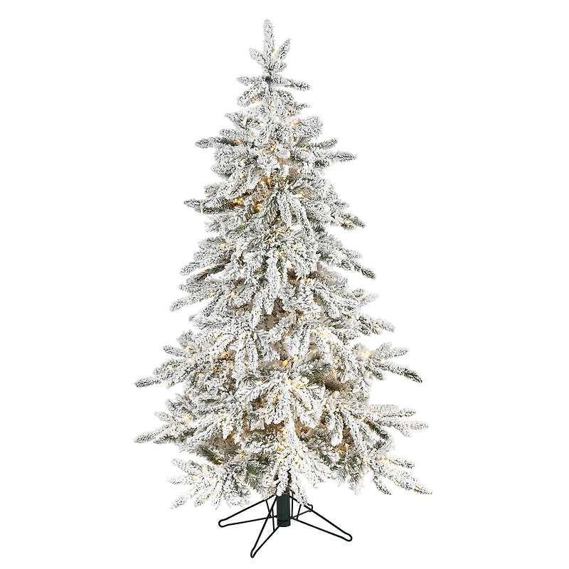 5ft. Pre-Lit Flocked Grand Northern Rocky Fir Artificial Christmas Tree, Warm White Micro LED Lights