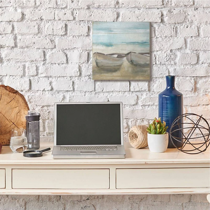 Stupell Industries Lake Boat Beach Landscape Canvas Wall Art