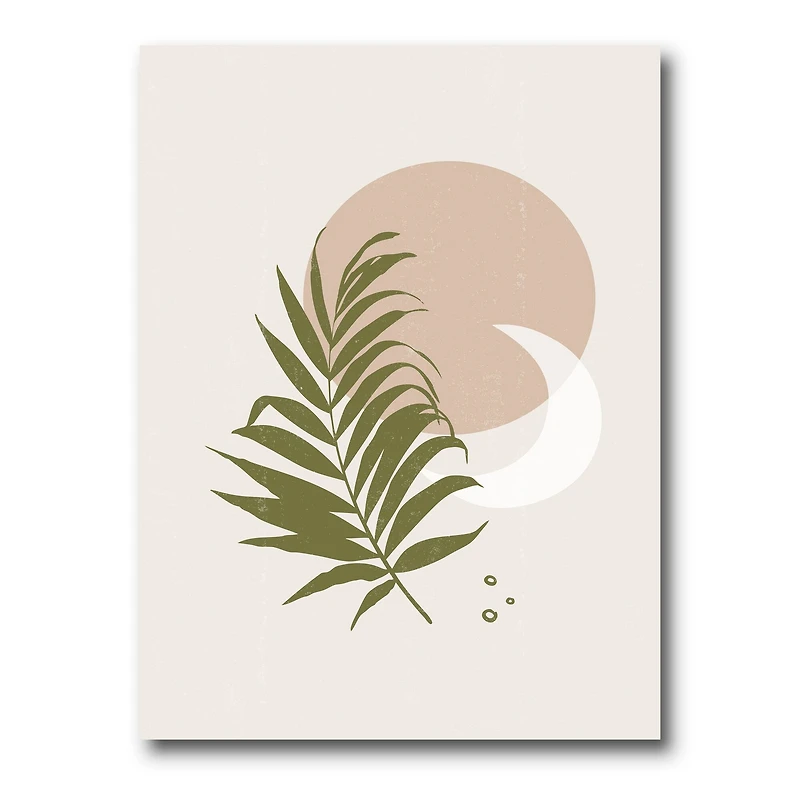 Designart - Abstract Sun and Moon With Green Leaf II