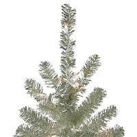 7ft. Pre-Lit Metallic Platinum Artificial Tinsel Christmas Tree, Clear Lights