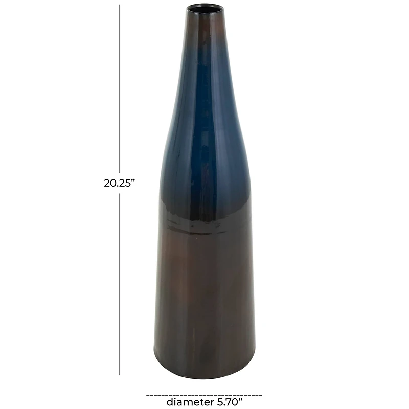 20.25" Blue & Brown Ombre Metal Vase