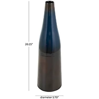 20.25" Blue & Brown Ombre Metal Vase