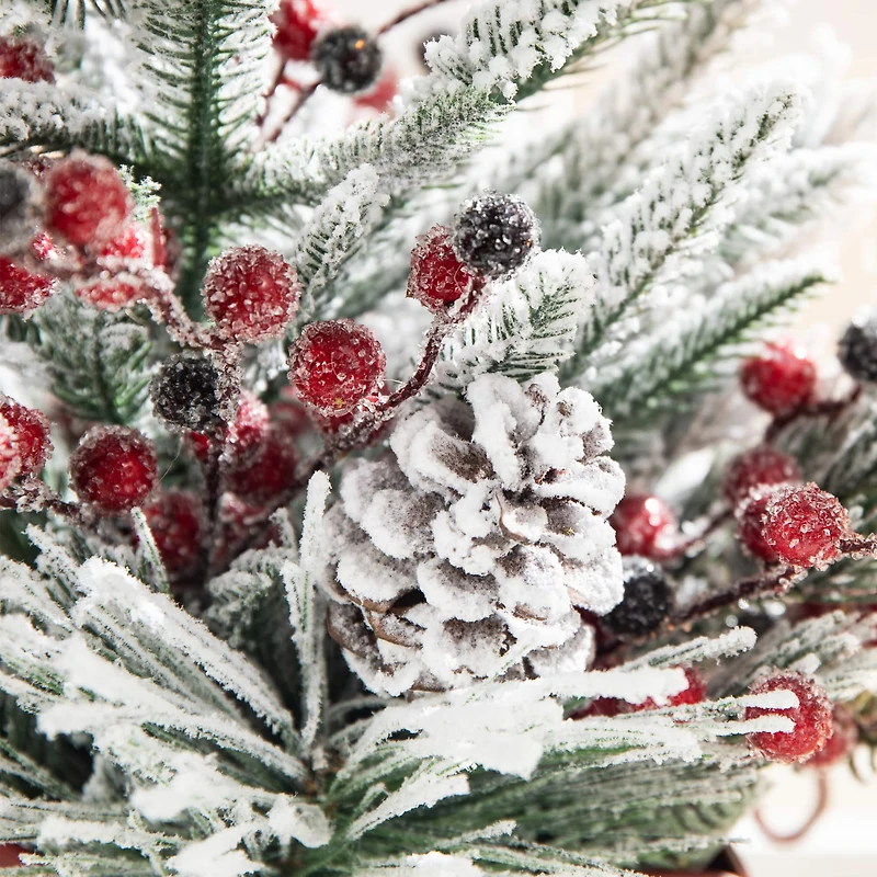 Glitzhome® 21" Christmas Red Sleigh Frosted Floral Centerpiece