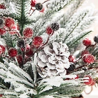 Glitzhome® 21" Christmas Red Sleigh Frosted Floral Centerpiece