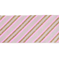 2.5" x 20ft. Blush & Gold Diagonal Stripes Wired Ribbon by Celebrate It®