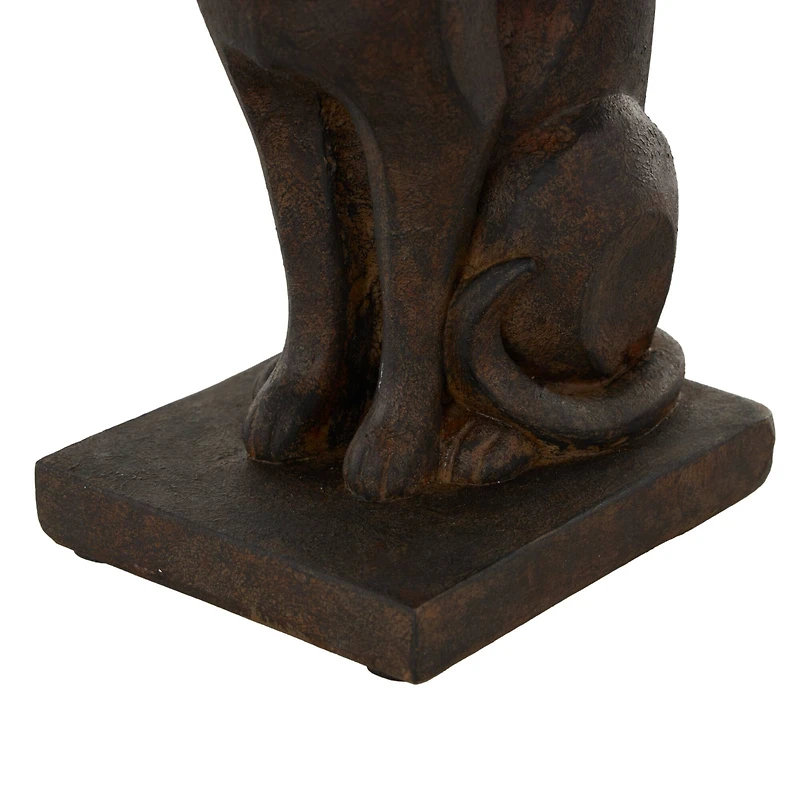 7.75" Dark Brown Cat Frowning Bookend Set with Copper Accents