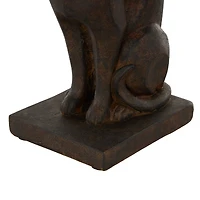 7.75" Dark Brown Cat Frowning Bookend Set with Copper Accents