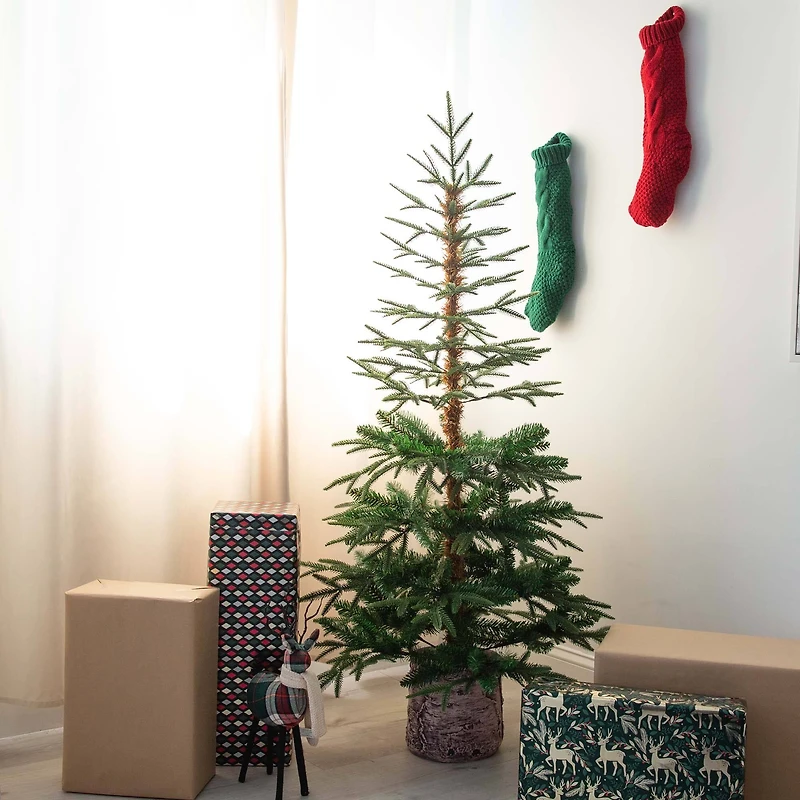 5ft. Unlit Woodland Fir Artificial Christmas Tree in Decorative Planter