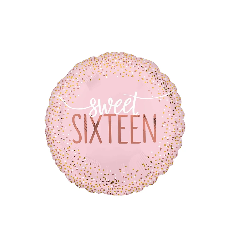 17" Blush Pink Sweet Sixteen Foil Balloon