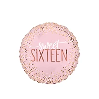 17" Blush Pink Sweet Sixteen Foil Balloon
