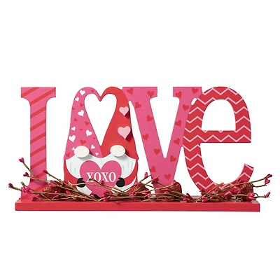 Glitzhome® 14.25" Valentine's LOVE Wooden Gnome Table Decor