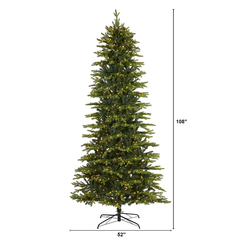 9ft. Pre-Light Belgium Fir Artificial Christmas Tree, Clear LED Lights