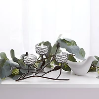 11" Triple Tealight Birdies Candle Holder