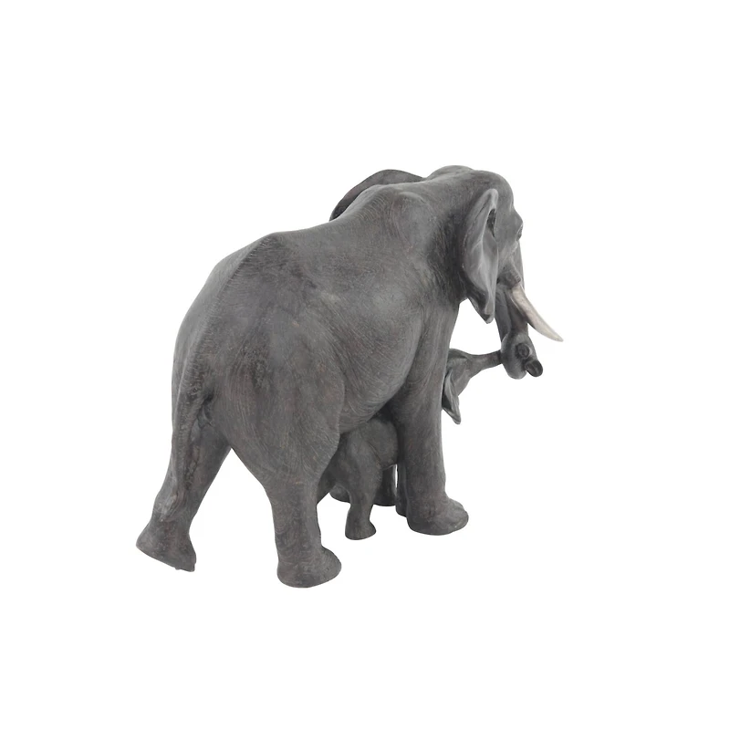 20" Dark Gray Eclectic Polystone Elephant Sculpture