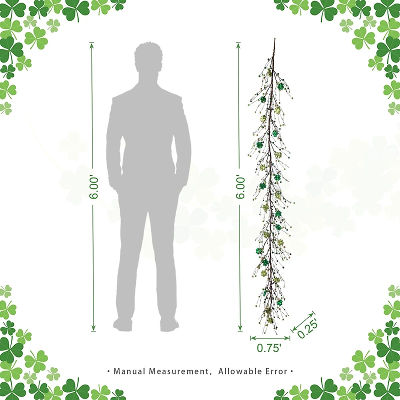 Glitzhome® 6ft St. Patrick's Shamrock Garland