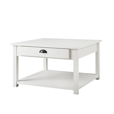 30" Brushed White Square Country Coffee Table