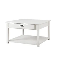 30" Brushed White Square Country Coffee Table
