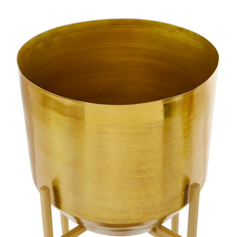 Gold Metal Planter with Removable Stand Set