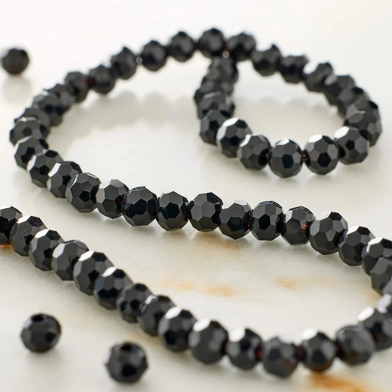Black Faceted Glass Beads, 3mm by Bead Landing™