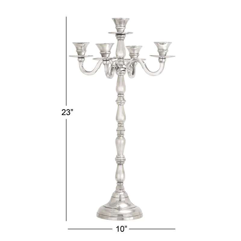 Silver Metal Traditional Candlestick Holders, 23" x 10" x 10"