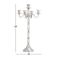Silver Metal Traditional Candlestick Holders, 23" x 10" x 10"