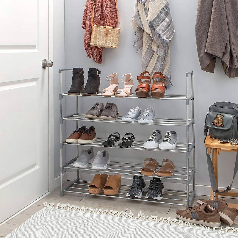 Simplify Gray 5-Tier Stackable Shoe Rack