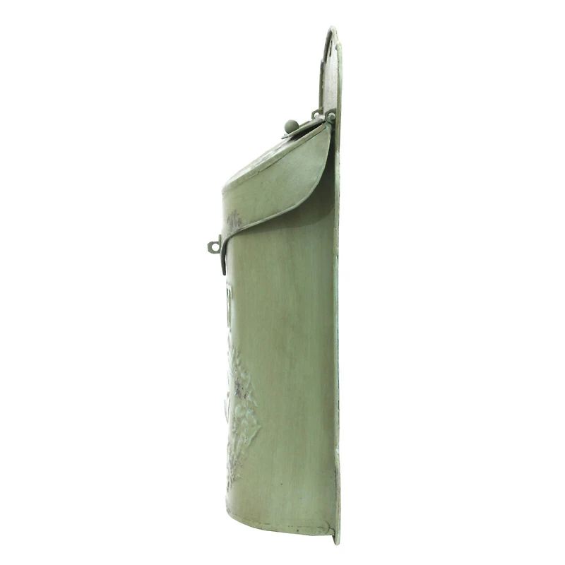 Hello Honey® Aqua Embossed Tin Post Box with Distressed Finish Wall Décor